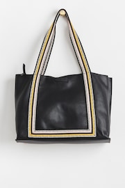 Oliver Bonas Emma Stripe Black Tote Bag - Image 1 of 5