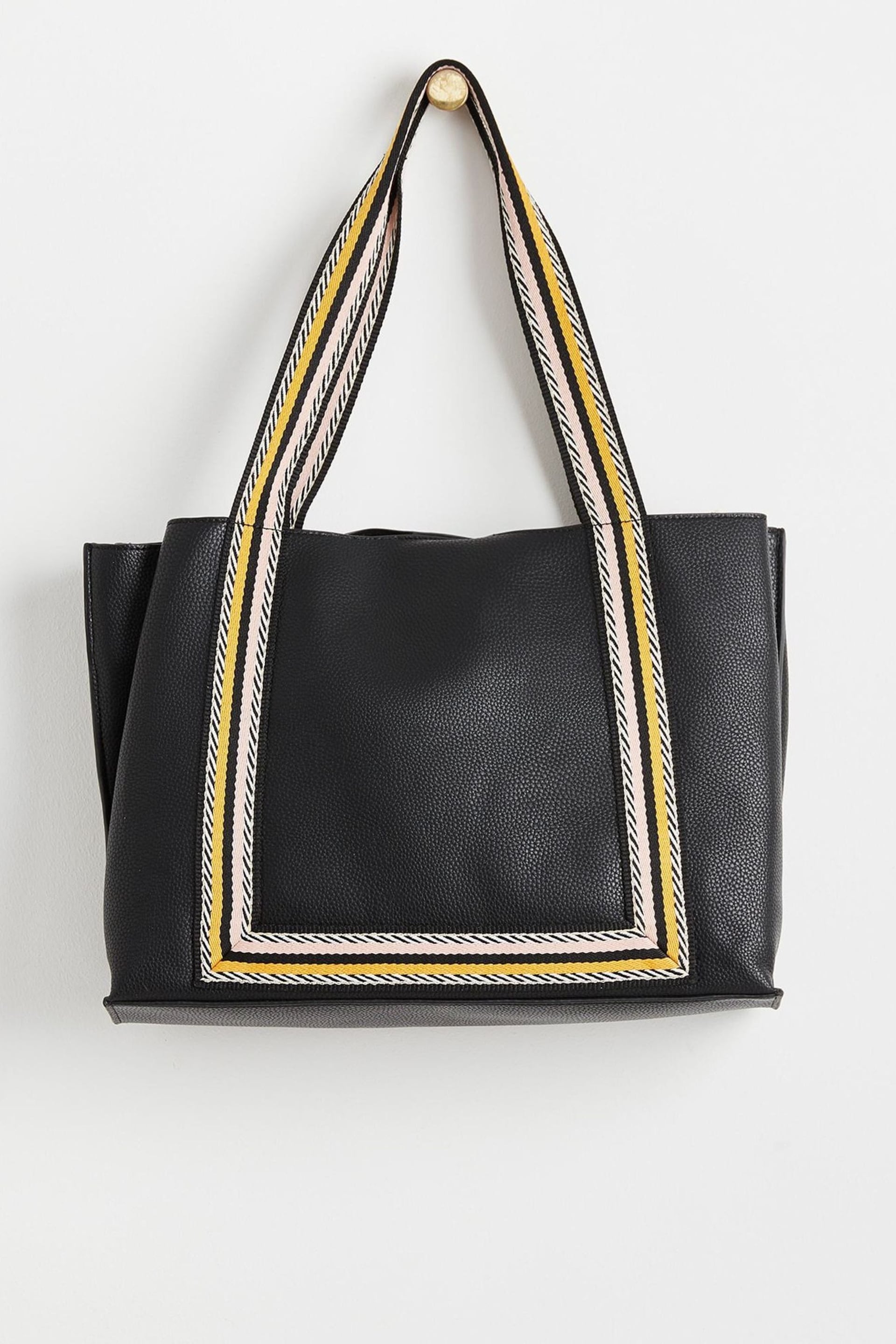 Oliver Bonas Emma Stripe Black Tote Bag - Image 2 of 5