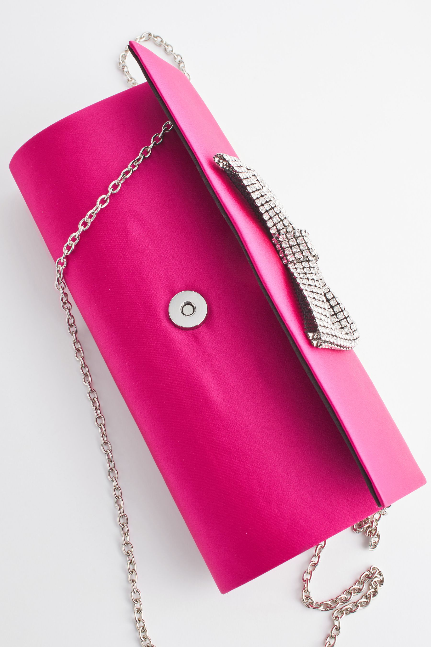 Pink Sparkle Bow Clutch Bag