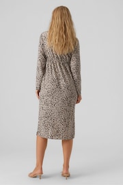 Mamalicious Grey Maternity Polka Dot Print Wrap Midi Dress - Image 2 of 6