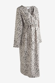 Mamalicious Grey Maternity Polka Dot Print Wrap Midi Dress - Image 5 of 6