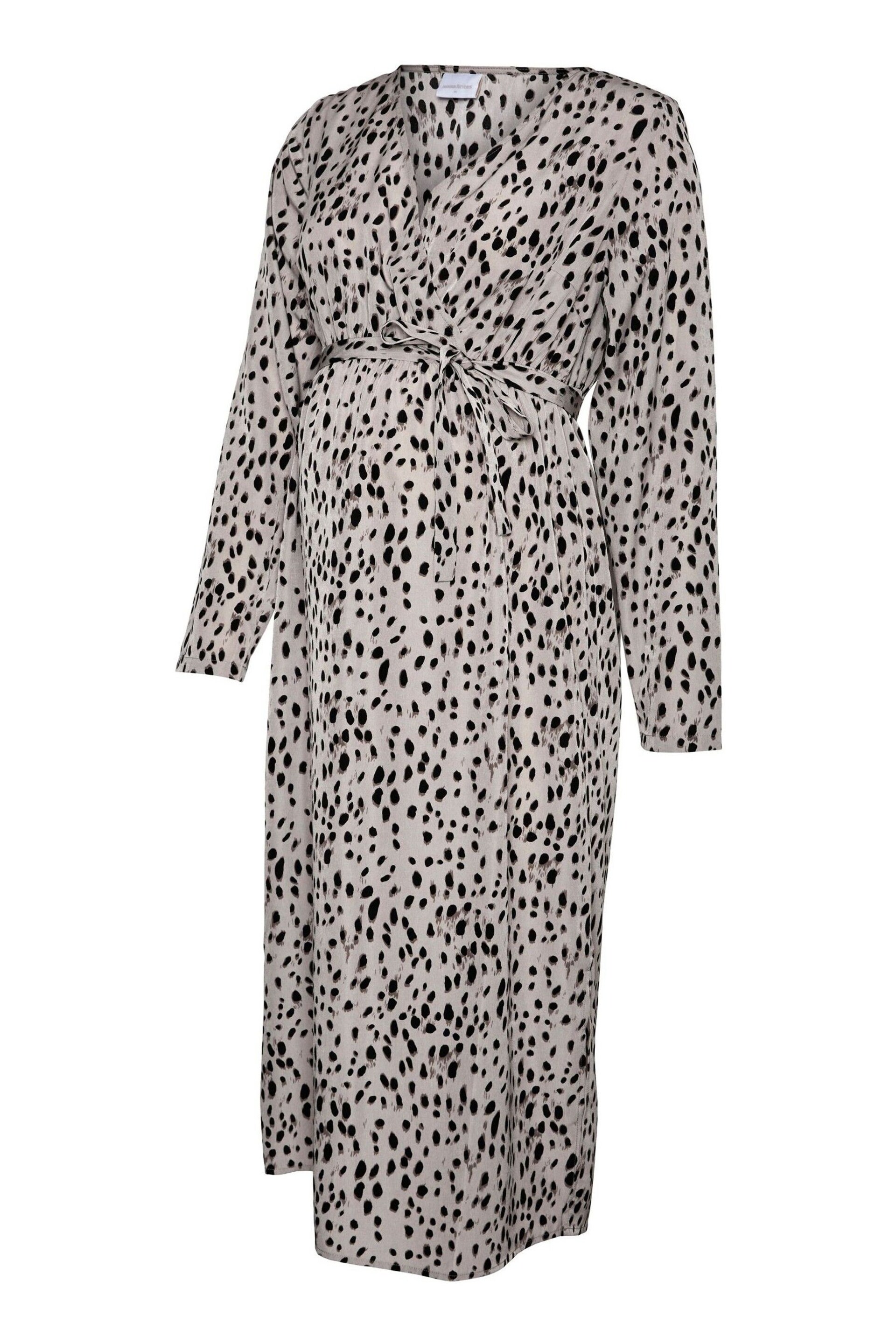 Mamalicious Grey Maternity Polka Dot Print Wrap Midi Dress - Image 6 of 6