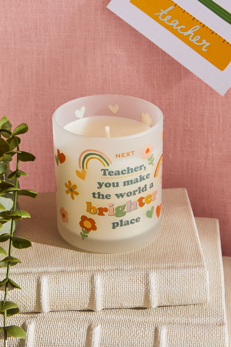 Green Thank you Teacher White Jasmine Scented Candle - Image 2 of 4