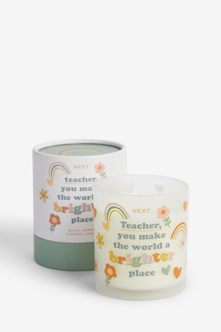 Green Thank you Teacher White Jasmine Scented Candle - Image 4 of 4