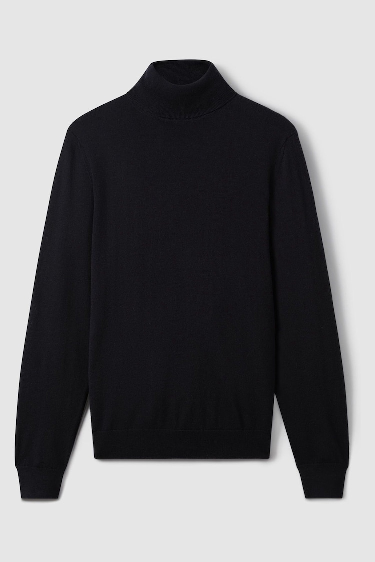 Reiss Navy Caine Slim Fit Merino Wool Roll Neck Jumper - Image 2 of 6