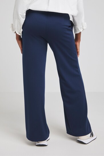 Simply Be Blue Ponte Wide Leg Trousers