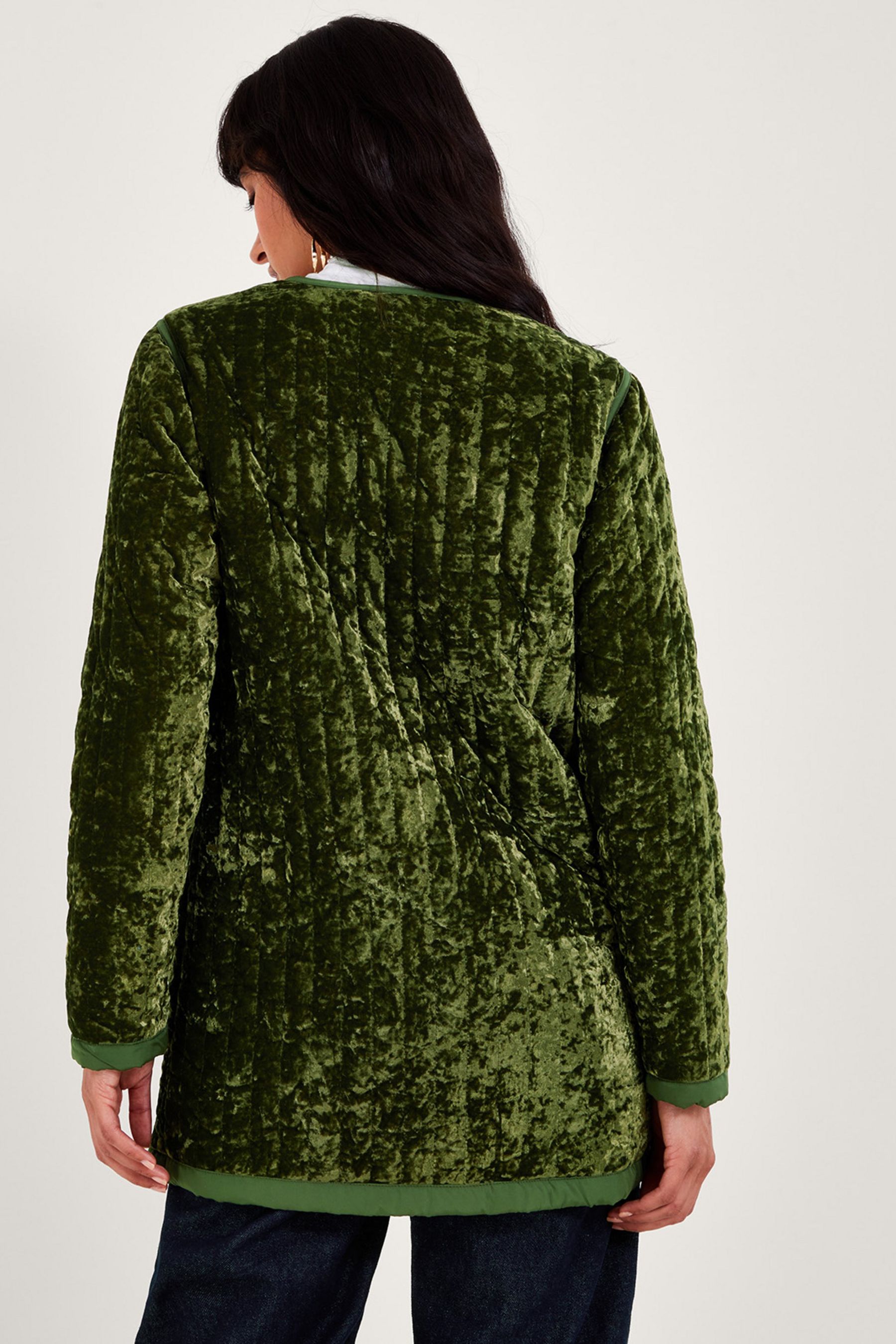 Buy Monsoon Green Velvet Quilted Jacket from Next Luxembourg