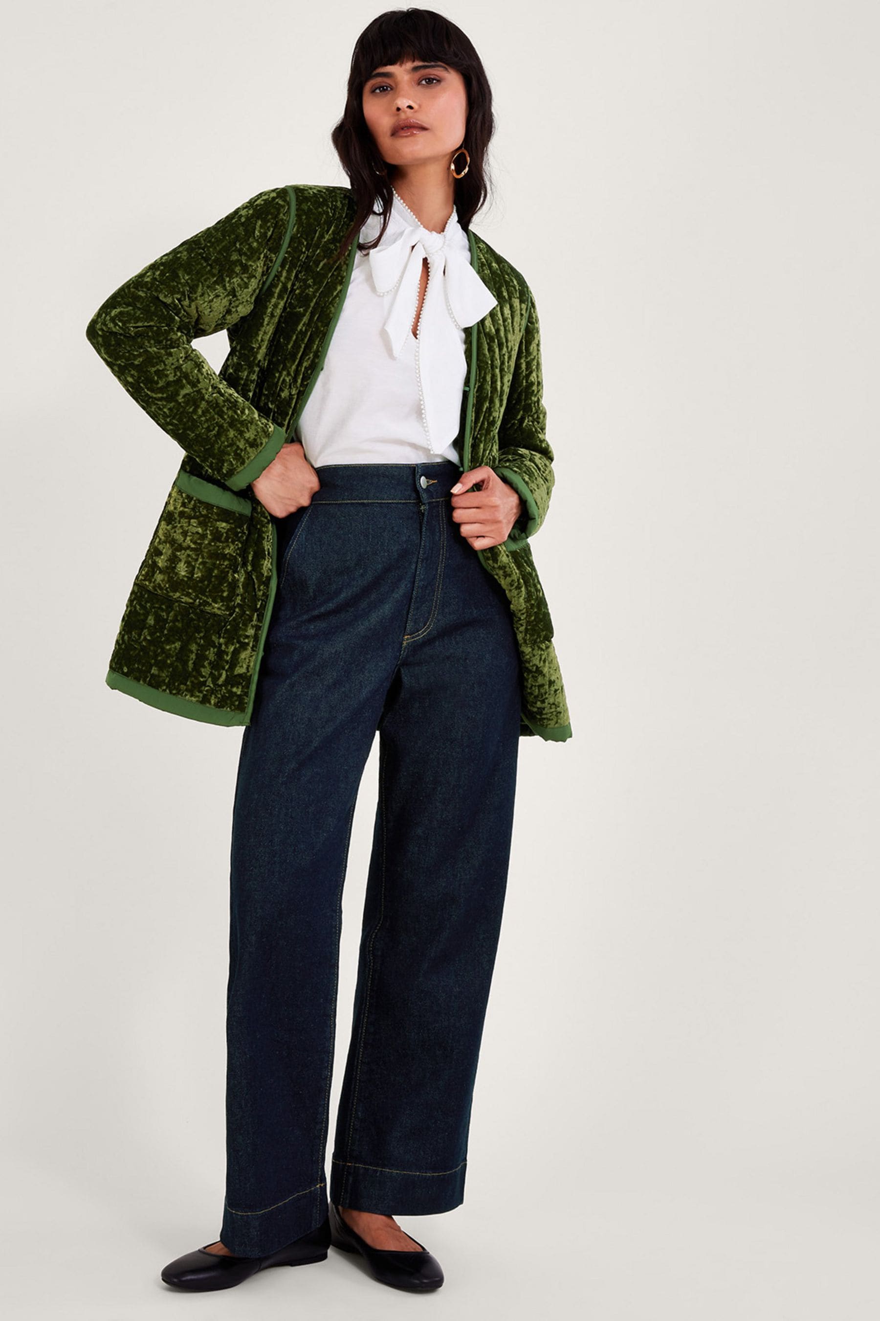 Buy Monsoon Green Velvet Quilted Jacket from Next Luxembourg