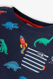 JoJo Maman Bébé Navy Dino Construction Print Pocket Top - Image 2 of 4