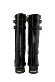 Lotus Black Textile & Patent Knee-High Boots - Image 3 of 4