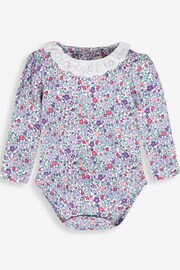 JoJo Maman Bébé Cream Ditsy Floral Broderie Frill Collar Bodysuit - Image 1 of 2