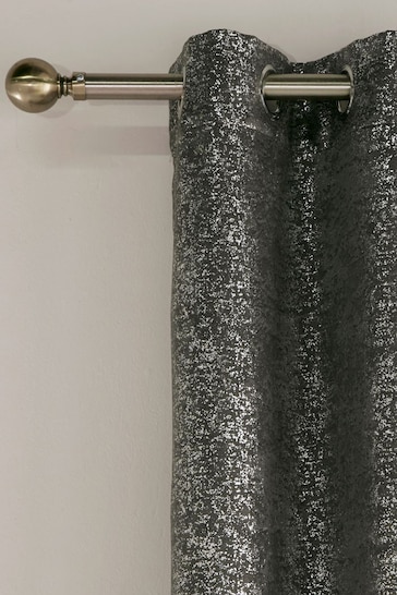 Enhanced Living Grey Halo Ready Made Blackout Thermal Eyelet Curtains