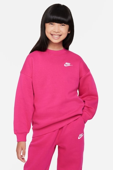 Nike Fushsia Pink Oversized Club Fleece Sweatshirt
