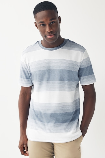 Blue/White Textured Stripe T-Shirt