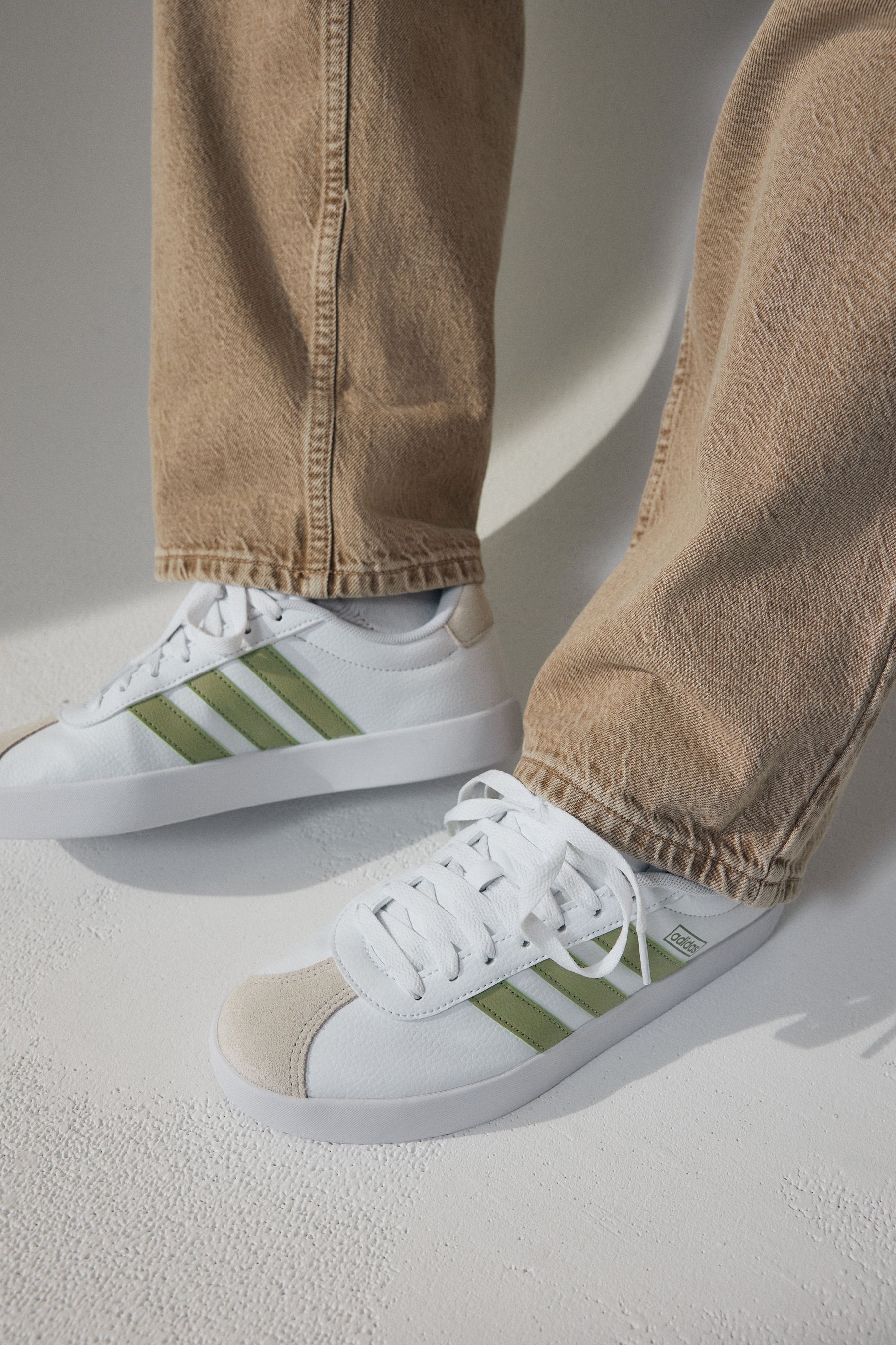 Buy adidas White Green VL Court 3.0 Trainers from Next Luxembourg