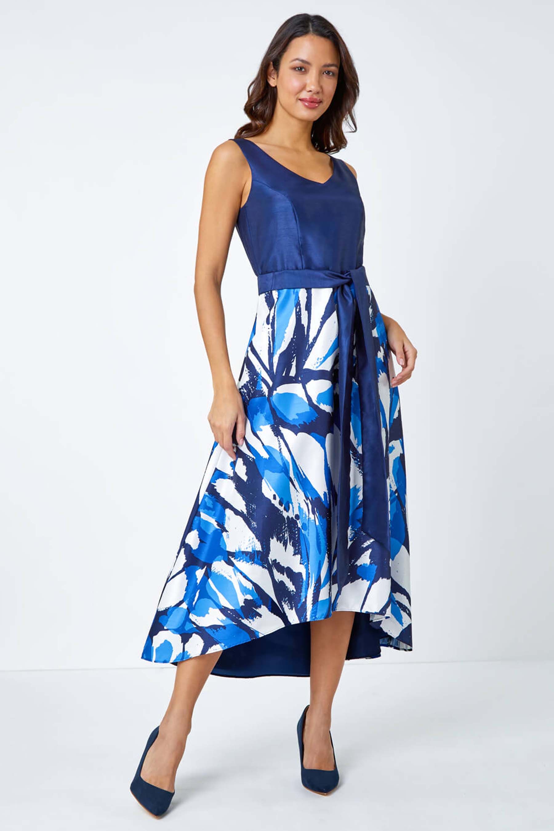 Buy Roman Blue Butterfly Print Fit Flare Dress from the Next UK online shop