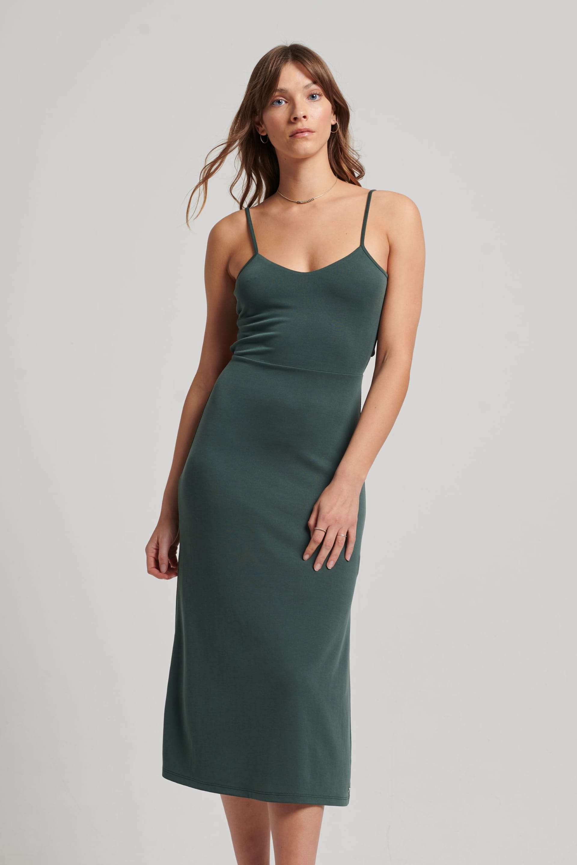 Superdry Green Jersey Open Back Dress - Image 1 of 6
