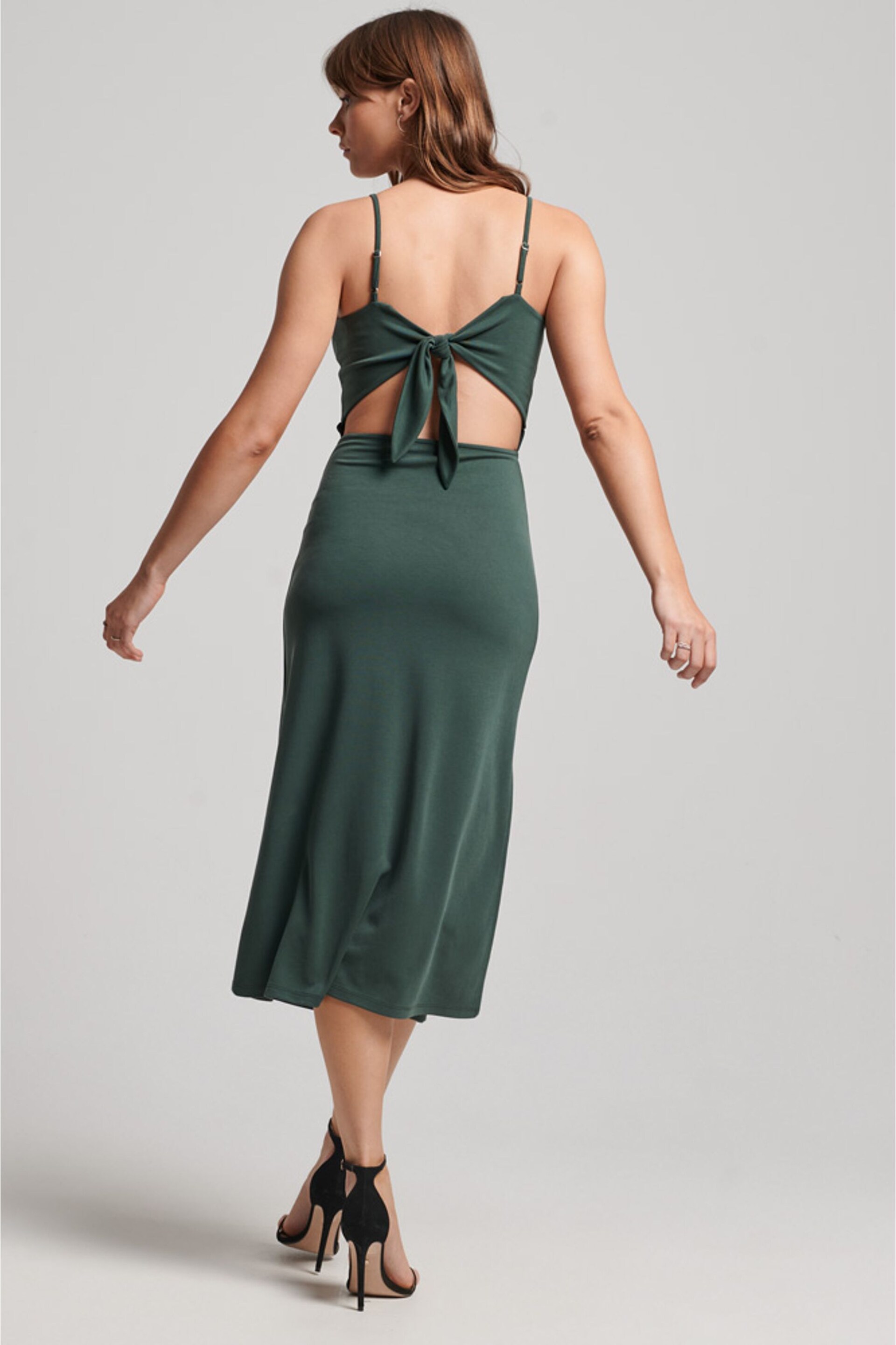 Superdry Green Jersey Open Back Dress - Image 2 of 6