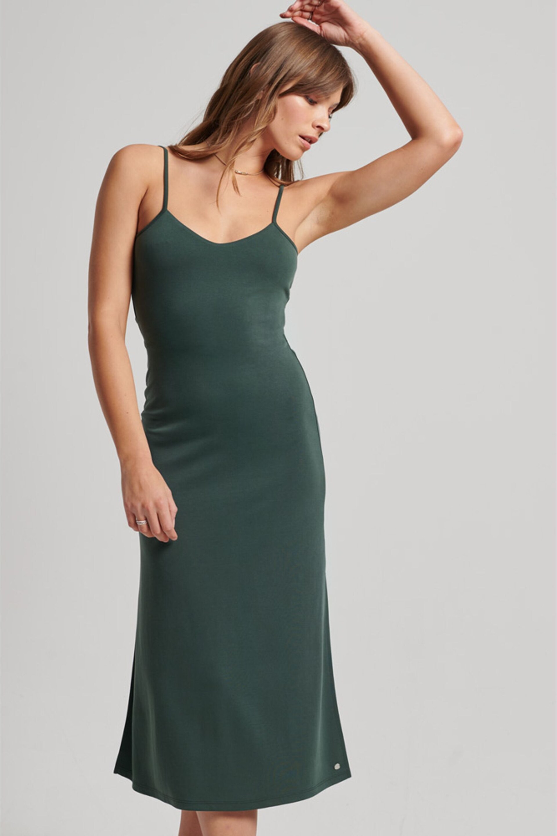 Superdry Green Jersey Open Back Dress - Image 4 of 6