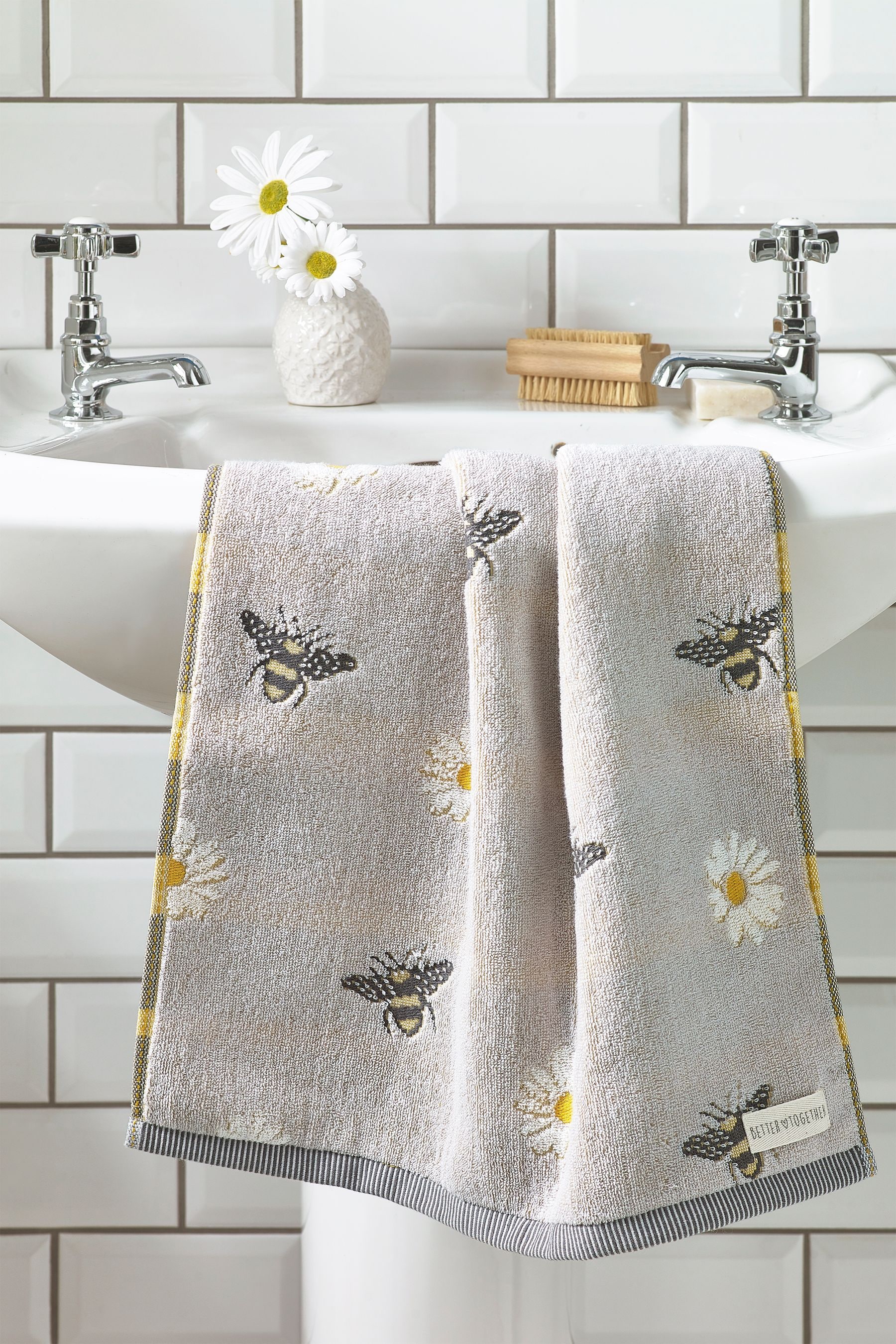 Buy Grey Bee And Daisy Towel from the Next UK online shop