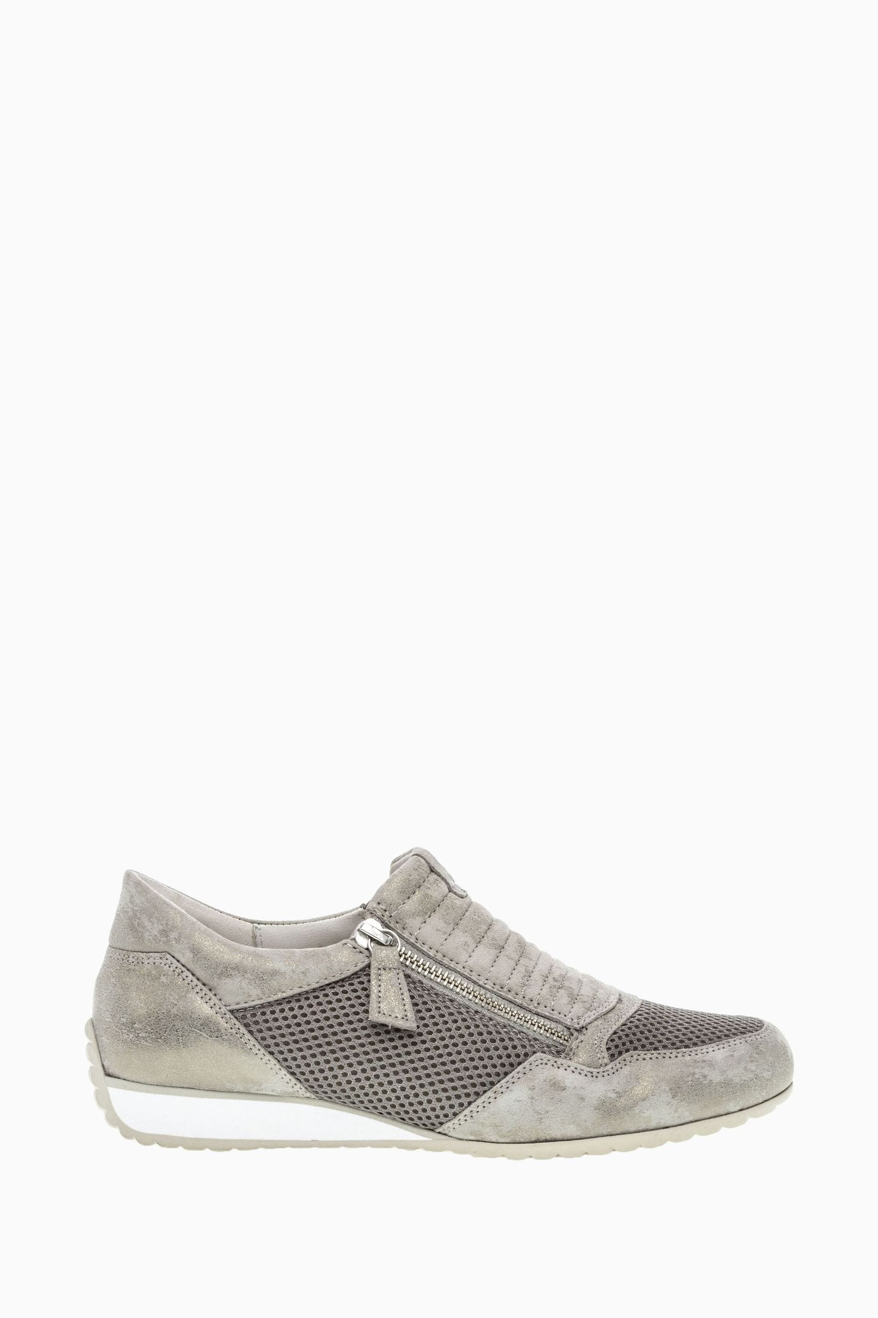 Gabor Brunello Grey Metallic Mesh Trainers