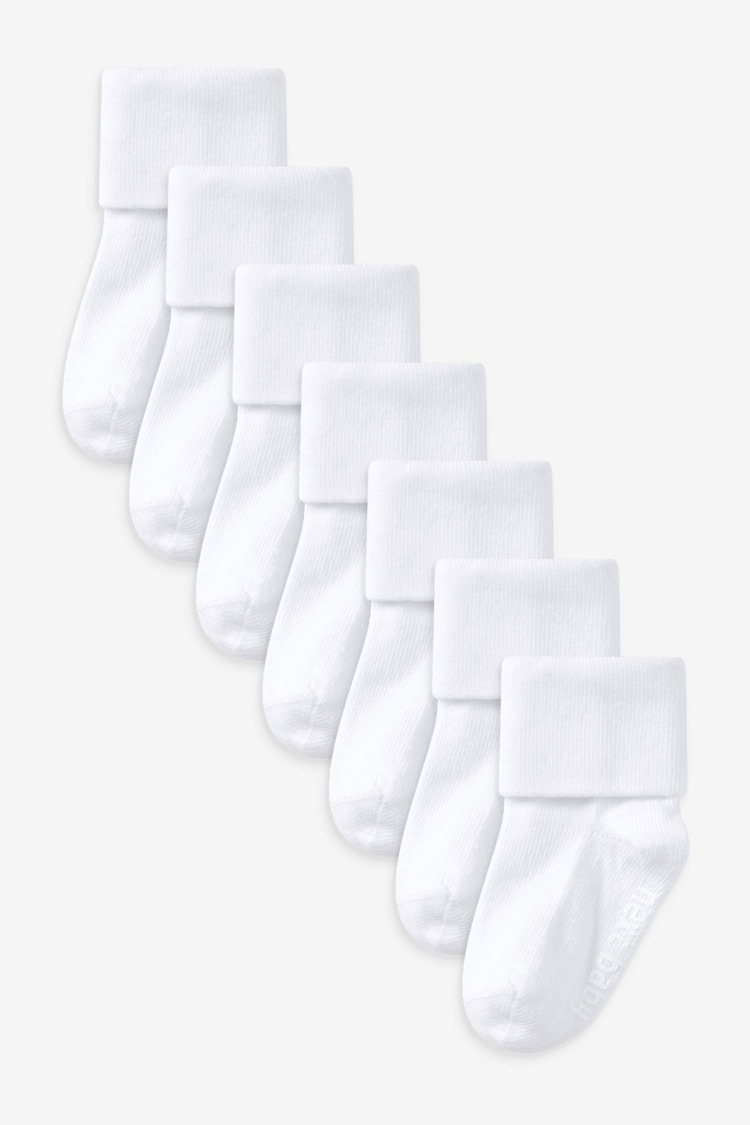 White 7 Pack Baby Roll Top Socks (0mths-2yrs) - Image 1 of 2