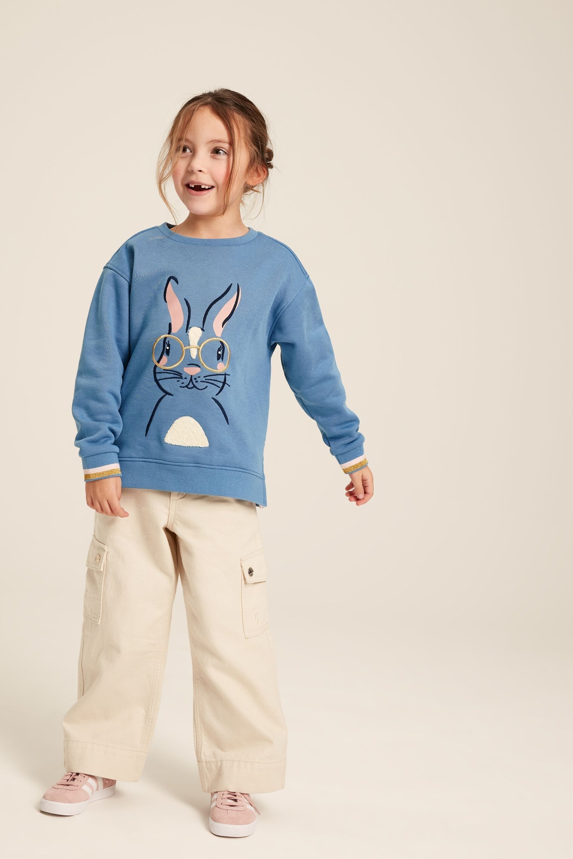 Joules Mackenzie Blue Embroidered Artwork Crew Neck Sweatshirt - Image 3 of 10