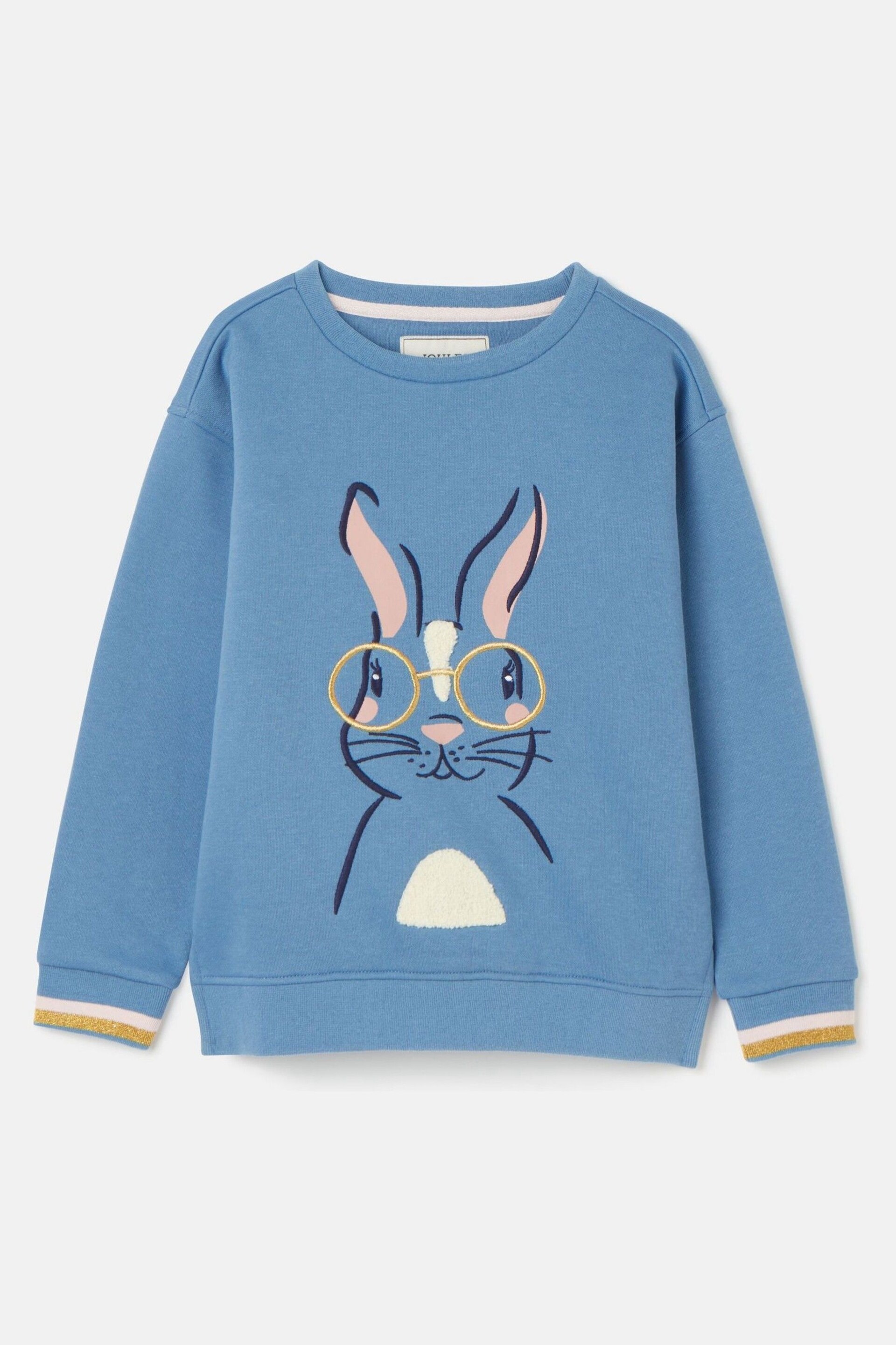 Joules Mackenzie Blue Embroidered Artwork Crew Neck Sweatshirt - Image 6 of 10