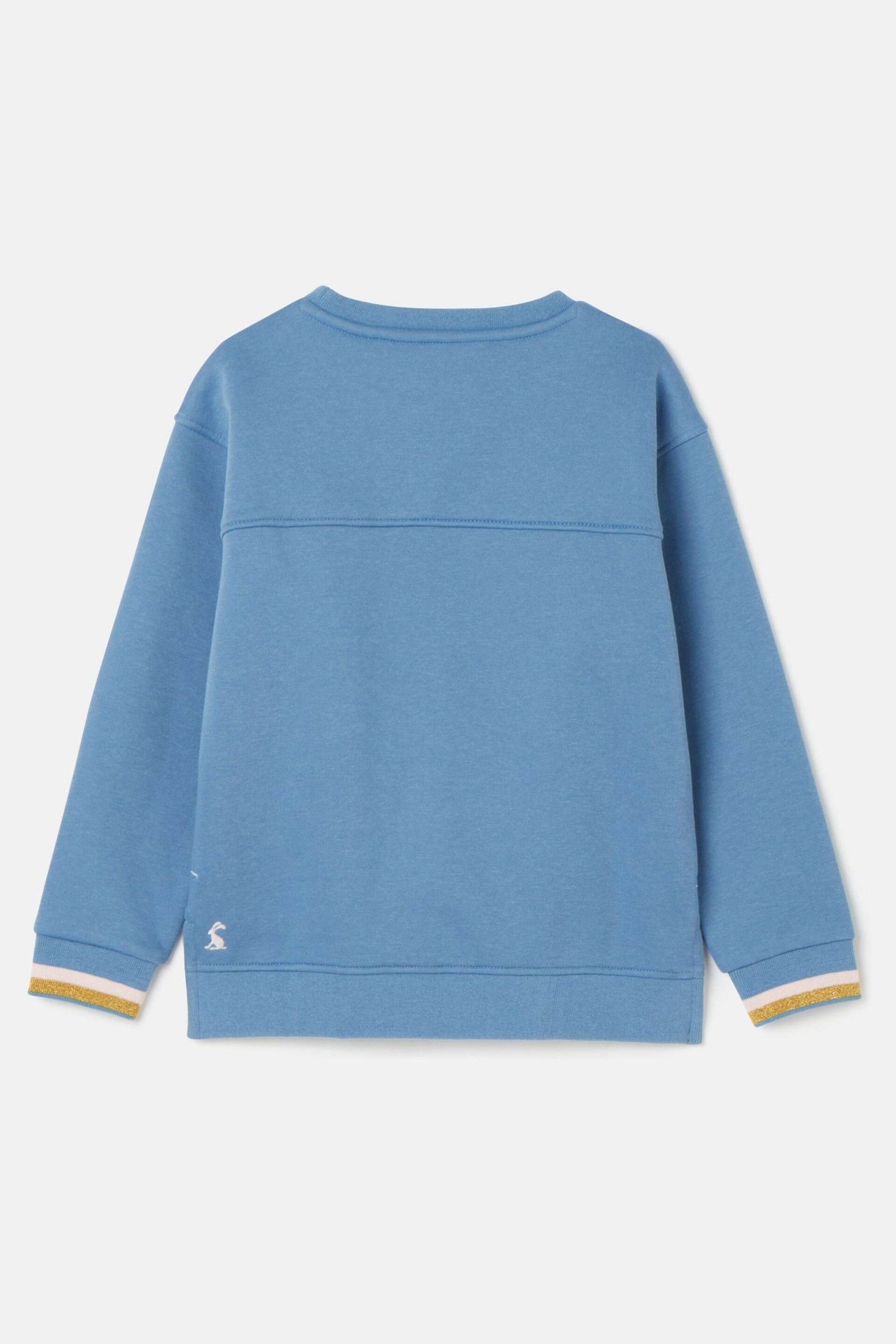 Joules Mackenzie Blue Embroidered Artwork Crew Neck Sweatshirt - Image 7 of 10