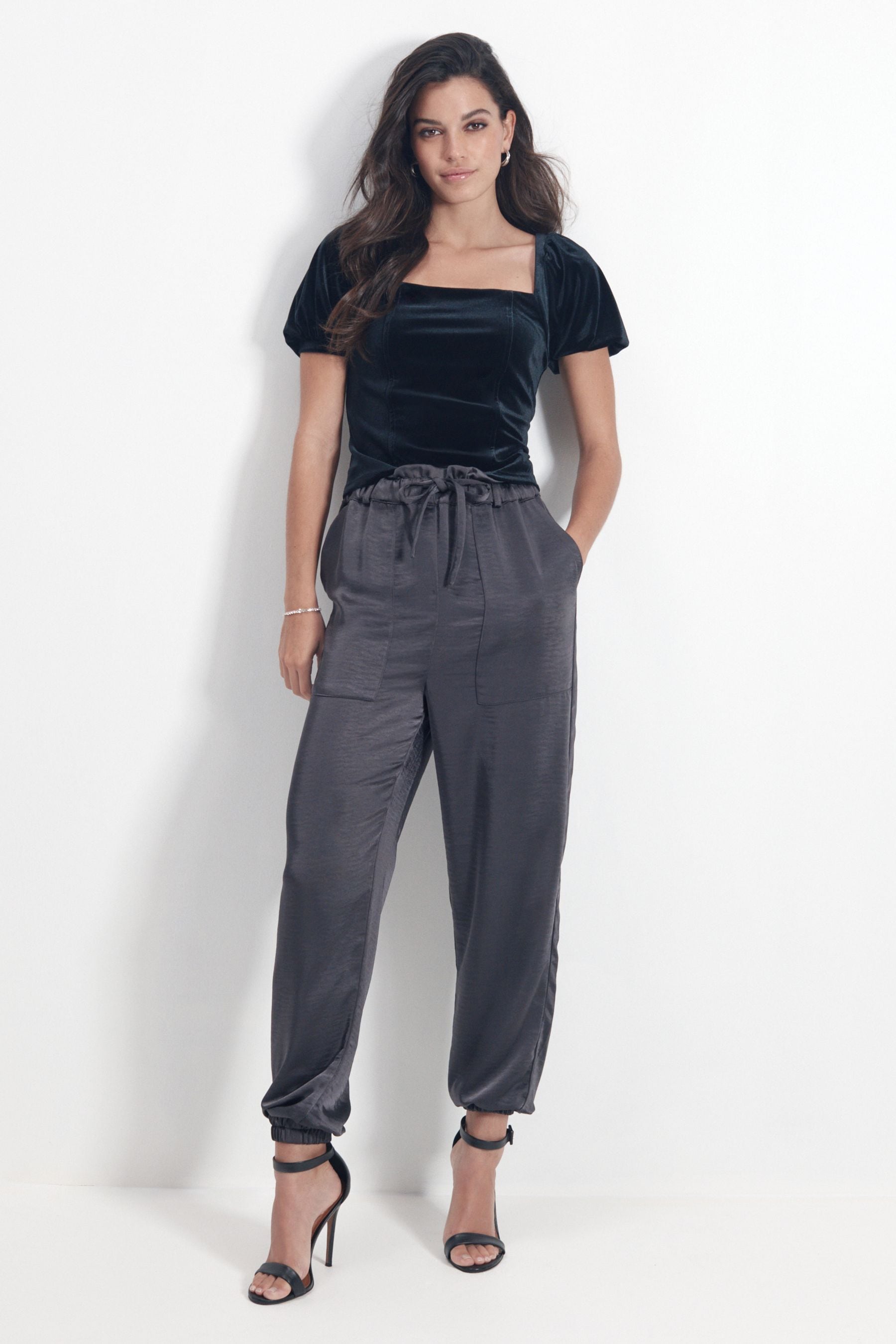 Satin joggers womens outlet