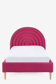 Soft Velvet Fuschia Pink Kids Rainbow Upholstered Bed Bed - Image 7 of 9