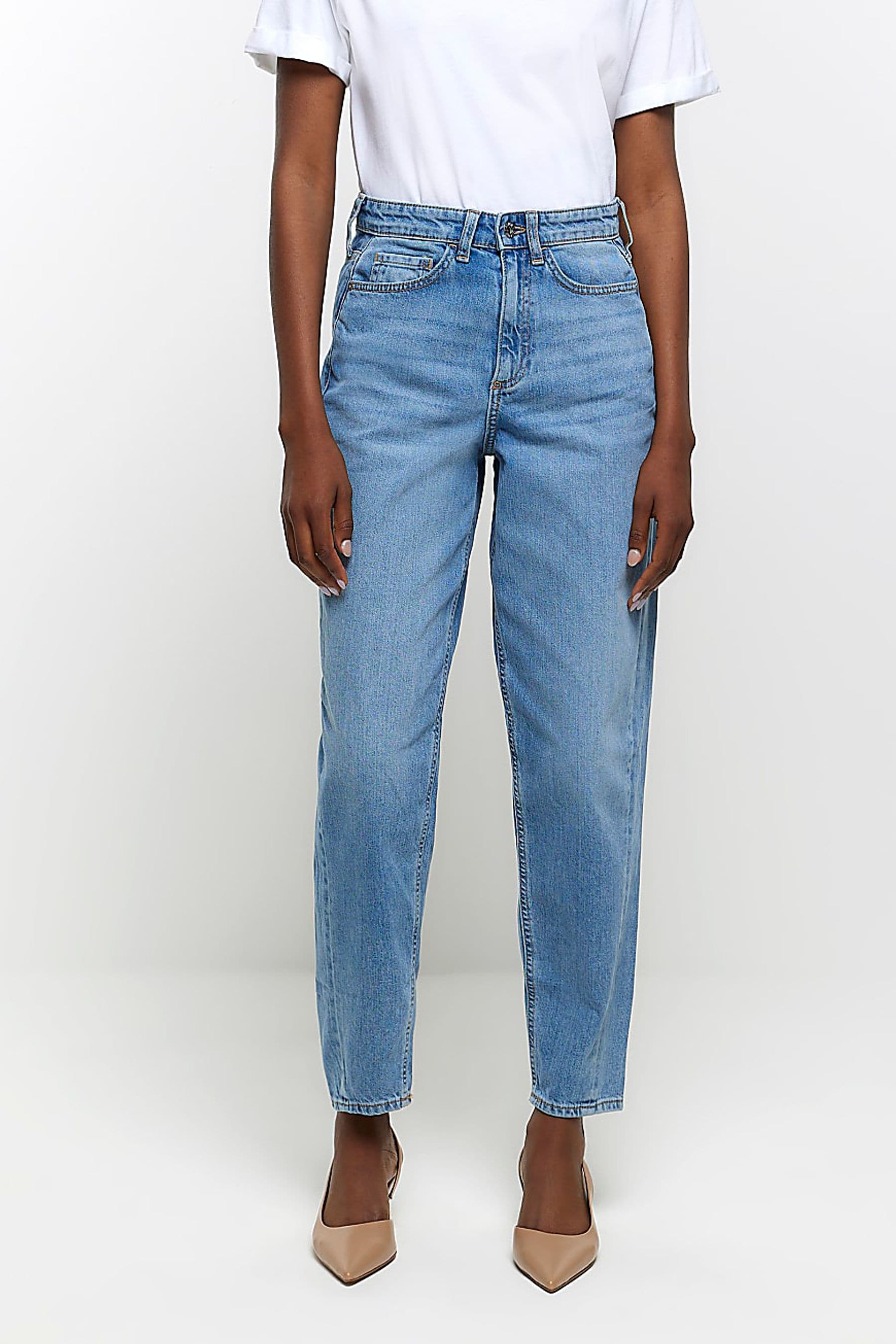 Buy River Island Blue Carrot Barrel Leg Jeans from the Next UK online shop