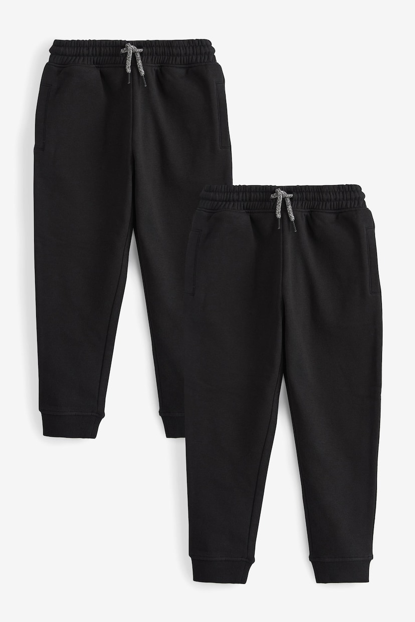 Black Slim Fit Cotton Rich 2 Pack Joggers (3-16yrs) - Image 1 of 3