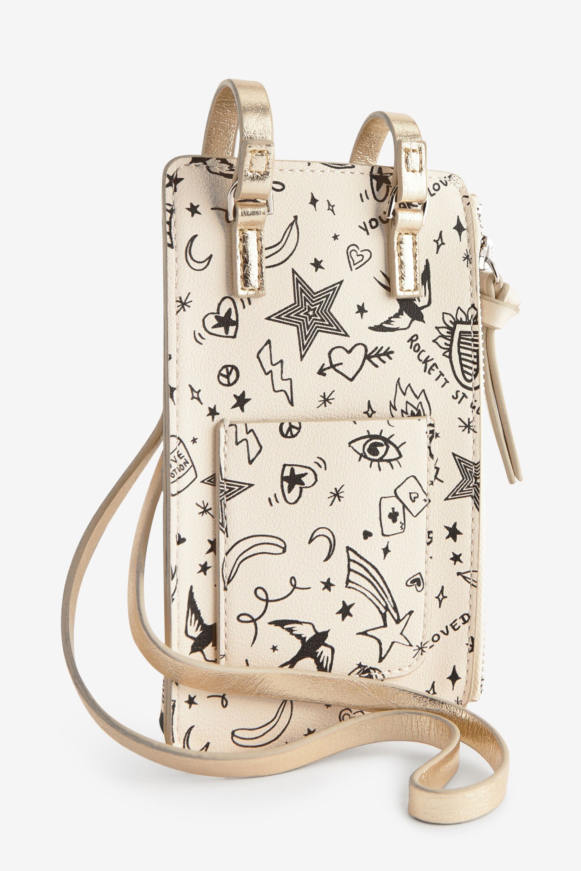 Rockett St George Ecru Cream Phone Holder Cross-Body Bag - Image 4 of 7