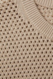 Reiss Soft Taupe Dandy Cotton Blend Crochet Vest - Image 6 of 6