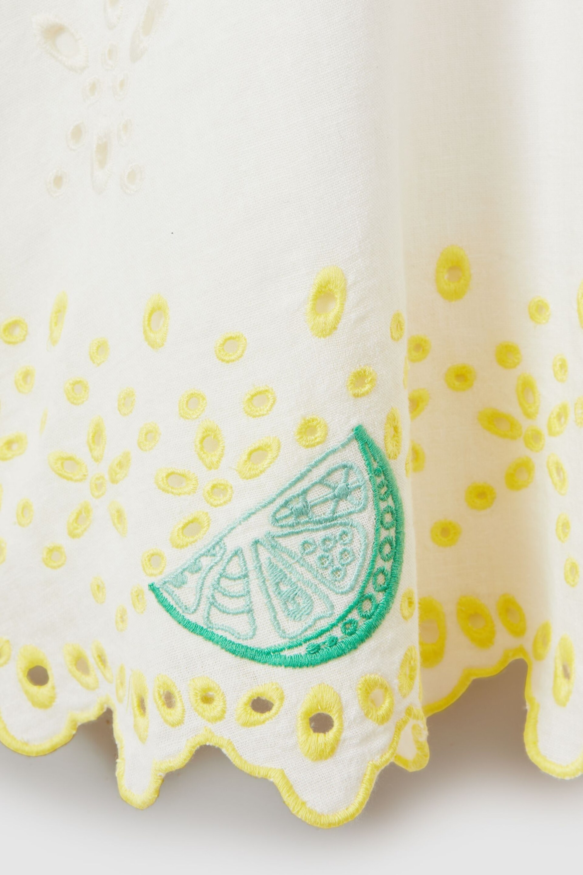 Reiss Ivory Print Arabella Teen Cotton Linen Broderie Dress - Image 4 of 4