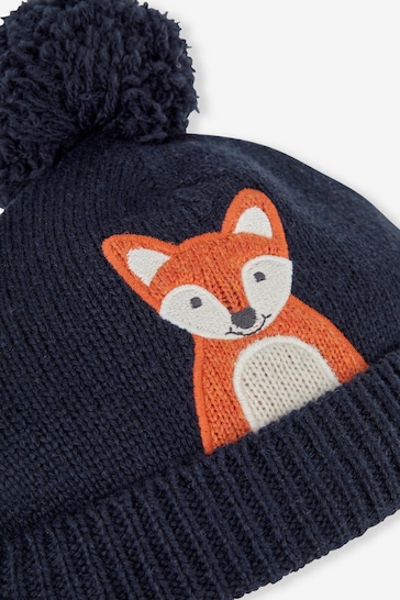 JoJo Maman Bébé Indigo Fox Appliqué Hat