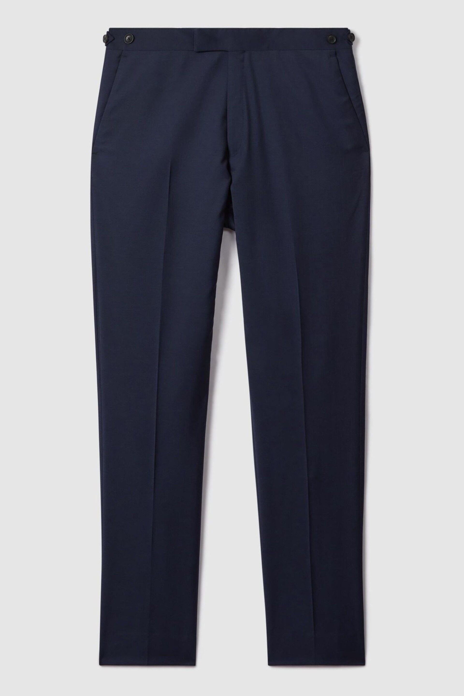 Reiss Navy Destiny Wool Side Adjuster Trousers - Image 2 of 5