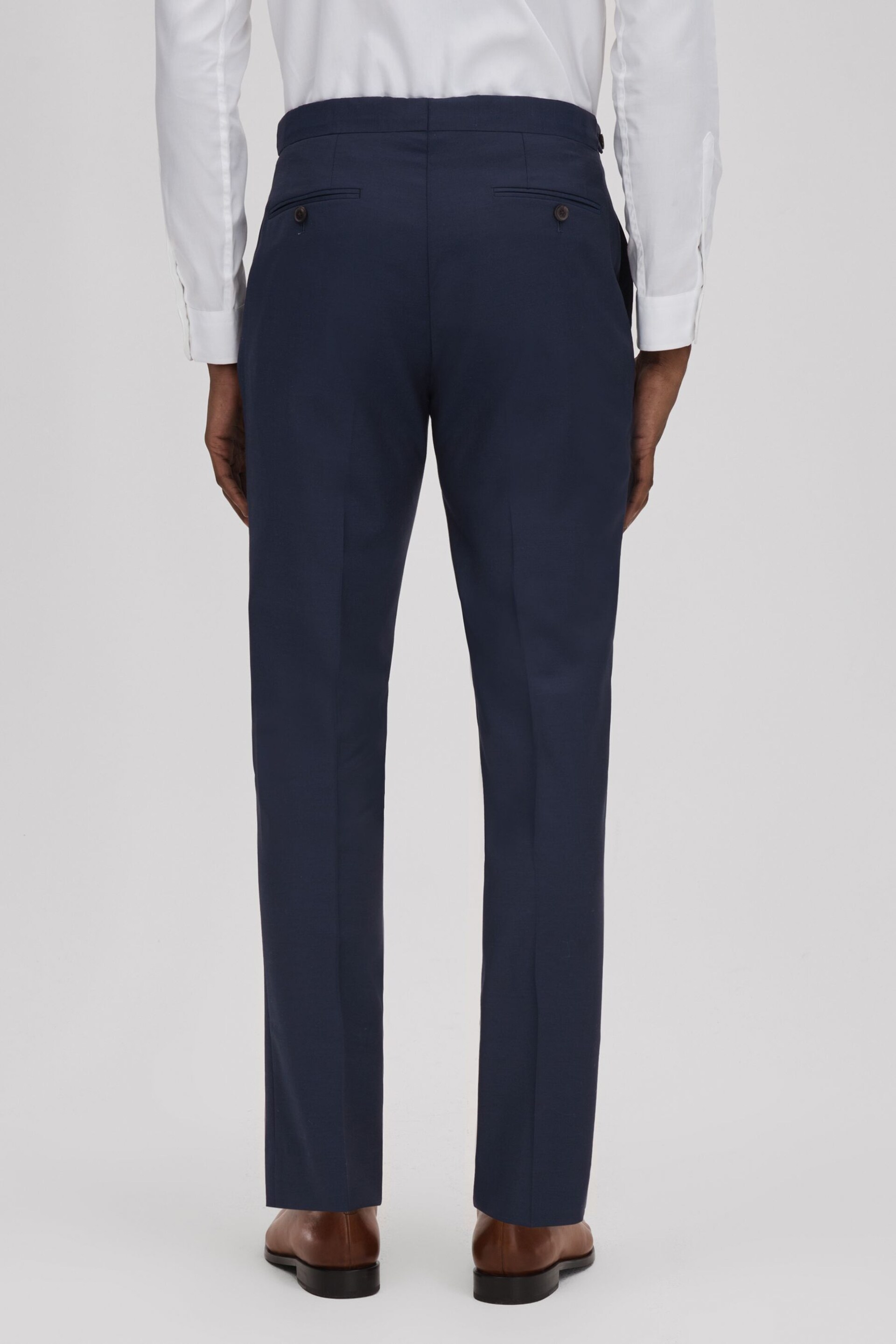 Reiss Navy Destiny Wool Side Adjuster Trousers - Image 5 of 5