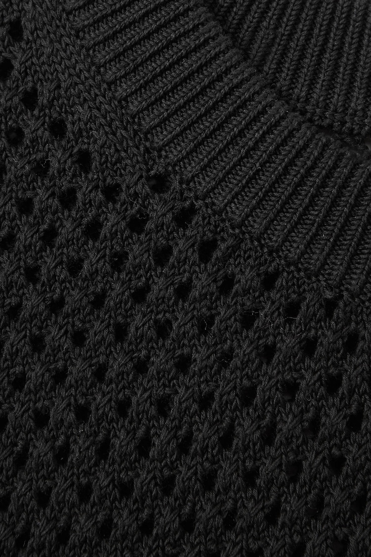 Reiss Black Dandy Cotton Blend Crochet Vest - Image 4 of 4