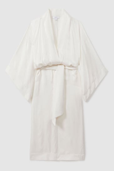 Reiss Ivory Nell Textured Belted Kimono