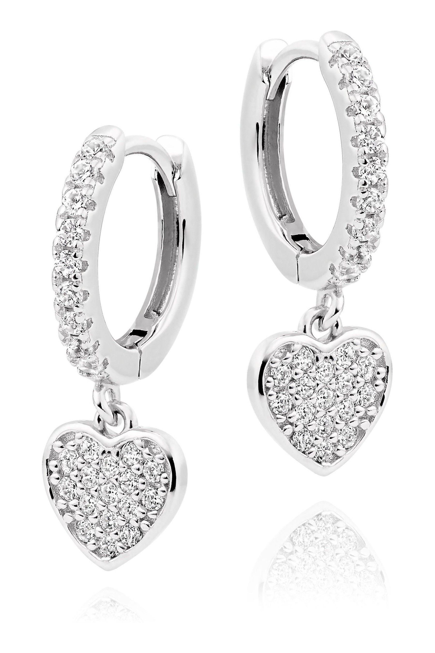 Buy Beaverbrooks Cubic Zirconia Heart Charm Hoop Earrings from the Next UK online shop