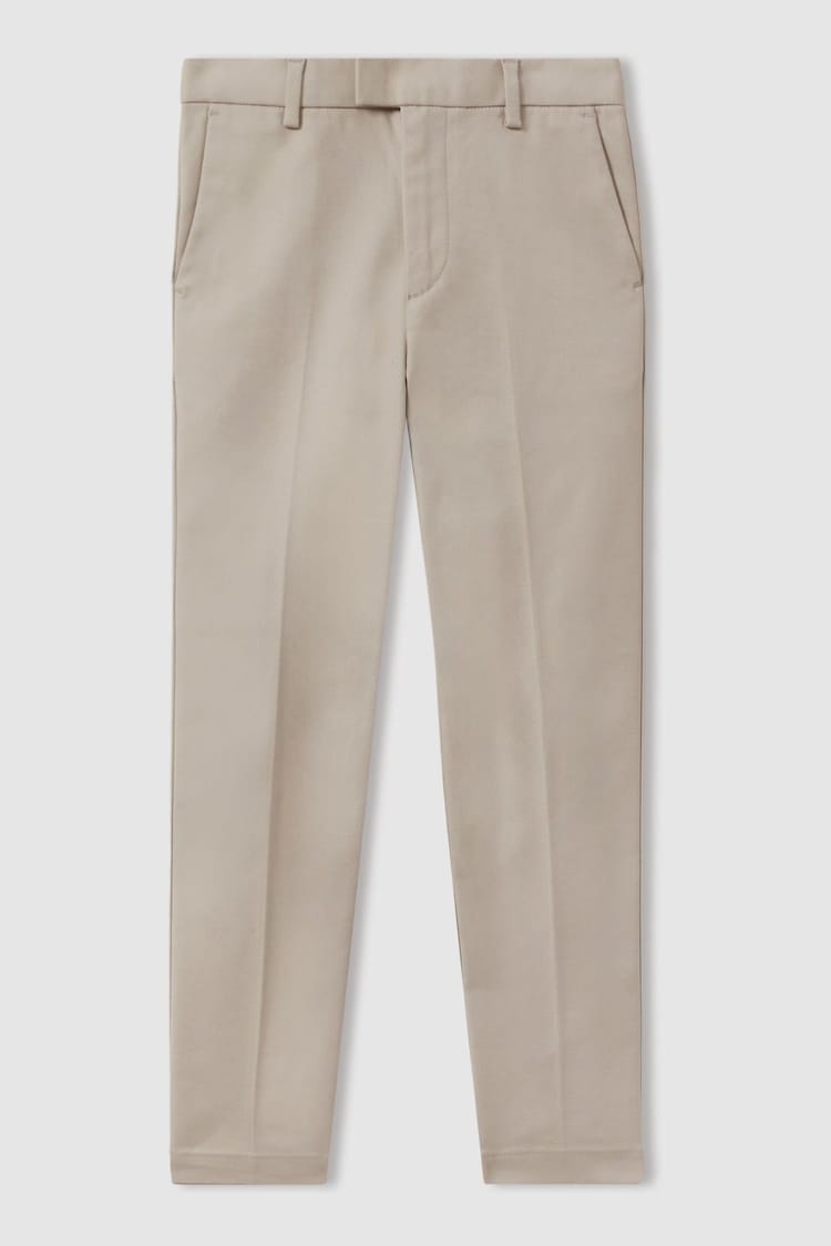 Reiss Stone Eastbury 3-9 yrs Slim Fit Adjustable Waist Chinos - Image 1 of 3