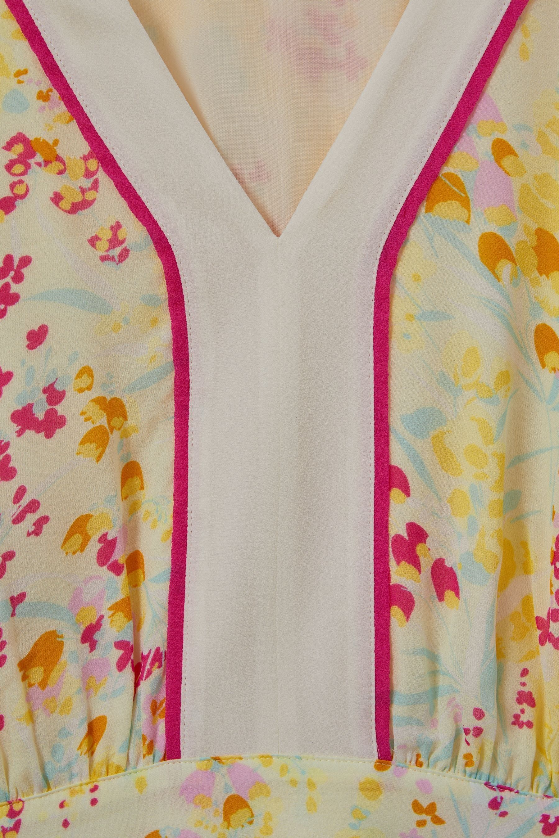 Buy Reiss Pink Yellow Molly Floral Print Puff Sleeve Mini Dress from the Next UK online shop