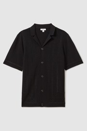 Reiss Black Heartwood Embroidered Cuban Collar Shirt - Image 2 of 6