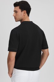 Reiss Black Heartwood Embroidered Cuban Collar Shirt - Image 5 of 6
