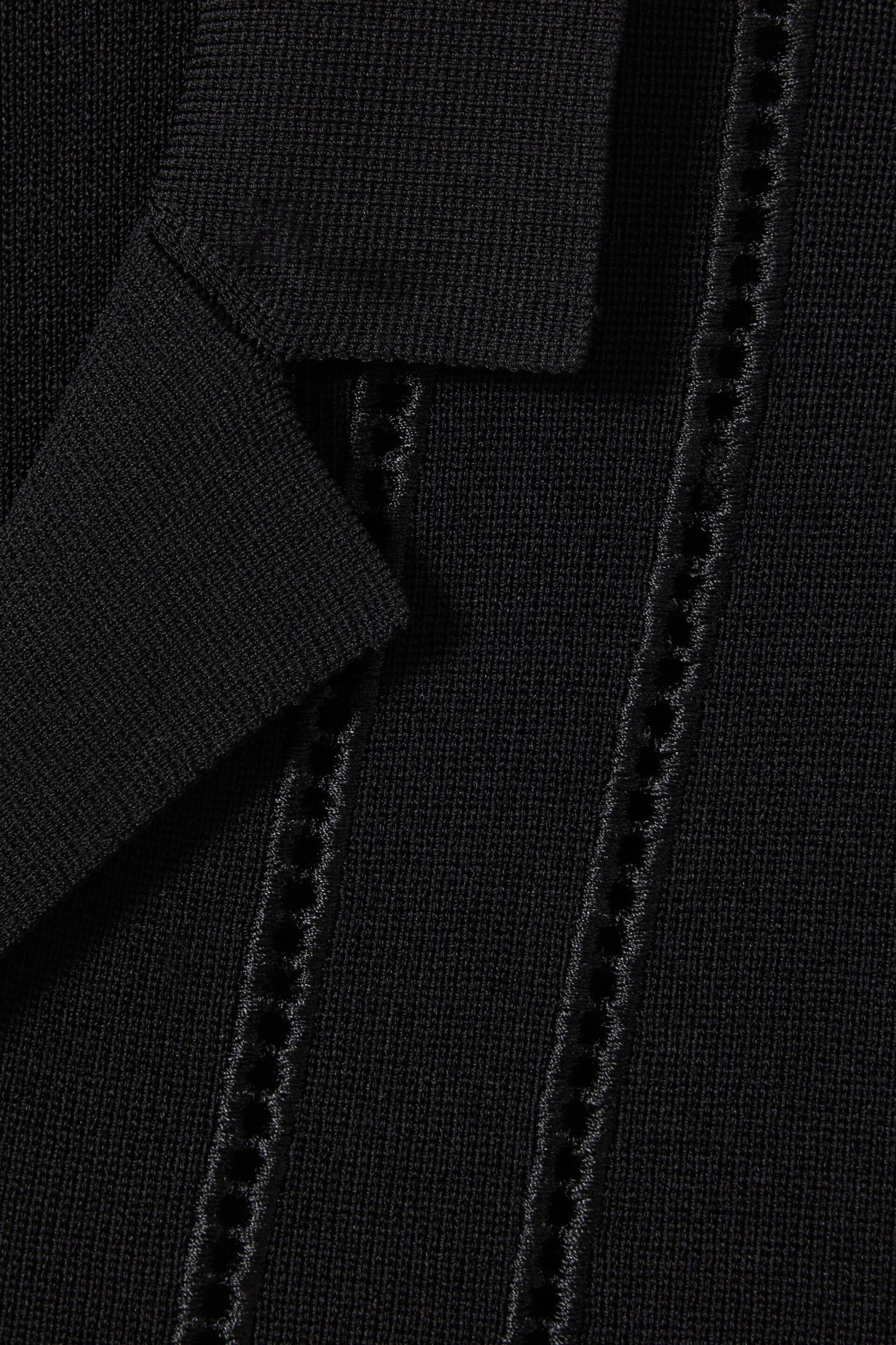 Reiss Black Heartwood Embroidered Cuban Collar Shirt - Image 6 of 6