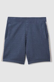 Reiss Airforce Blue Creek Cotton Blend Crochet Drawstring Shorts - Image 2 of 4