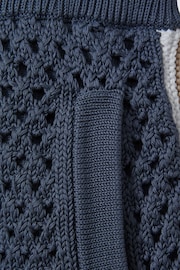 Reiss Airforce Blue Creek Cotton Blend Crochet Drawstring Shorts - Image 4 of 4