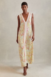 Reiss Pink/Yellow Eliza Floral Print Maxi Dress - Image 4 of 5